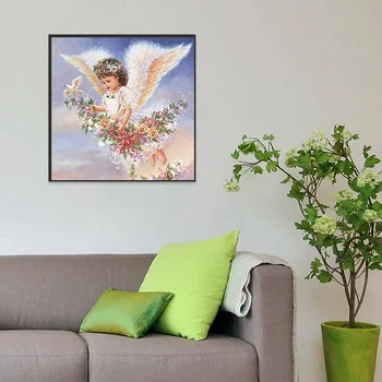 DIY Fată Înger Plin Pătrat de Gaurit cu Diamant Pictura Foto Personalizat Manual Colorat Stras Mozaic Copii Acasa Cameră Decor de Perete