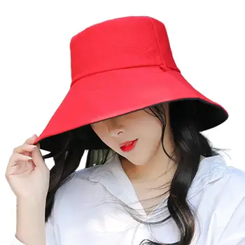Dual Parte de Femei de Moda de Exterior Anti-UV Margine Mare Pescar Pălărie Găleată cu Capac