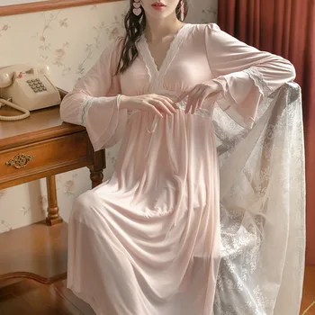 Dulce Dantela Vintage Rochie De Noapte Femei Pijamale Zână Plasă De Dormit Printesa Rochie De Seara Satin Babydoll Kawaii Cămașă De Noapte