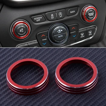 DWCX 2 BUC Auto Interior Bord Consola de Volum CD Comutator Buton Inel Acoperi Trim Fit pentru Jeep Grand Cherokee 2016 2017 2018 2019