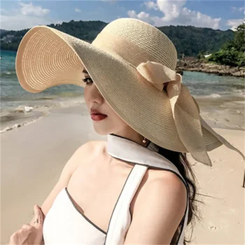 Elegant Doamnelor Pălării de Vară 2020 Nou Pălării de Paie Pentru Moda Arc Femei Plajă, Pălării de Soare Pliabila pălărie