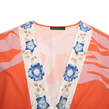 Elegant Tipărite Kimono Cape ZANZEA de Vara pentru Femei Bluze cu Maneca Lunga Blusas de sex Feminin Floral Deschide Ochi Plaja Topuri