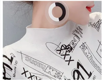 European de vară Haine Tricot Moda T-Shirt de Imprimare Sexy Graffiti Scrisoare Femei Topuri cu Maneci Scurte Elastic Slim Teuri 2021 T13408A