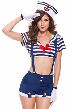 Femei Sexy Stripe Navy Set Costum Fată Menajera Marinar Cosplay Uniformă Ispita