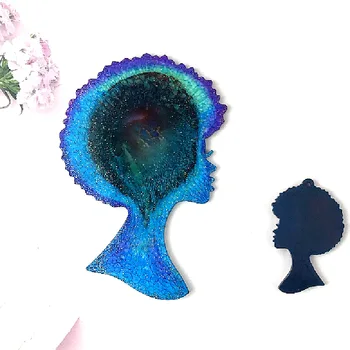Femeile africane Breloc din Silicon cu Rășină Epoxidică Mucegai Cap de Frumusete Coaster Mucegai pentru DIY Afro Fată Băiat Pandantiv Ambarcațiuni