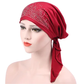 Femeile Musulmane Cap Eșarfă Chimioterapie Pălărie Stras Turban Pre-Legat Articole Pentru Acoperirea Capului Bandană Păr Pierderea Cap Eșarfă Folie Stretch Capace Noi