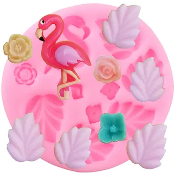 Flamingo Tropicale Cu Frunze De Matrite De Silicon Rose Baby Cupcake Ziua Fân Tort Fondant Instrumente De Decorare Bomboane De Ciocolată Matrite