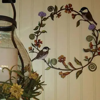 Flori Cununa de Arta de Perete Bird Ghirlanda de Metal Agățat Coronita pentru Usa de Perete Ferma Decor