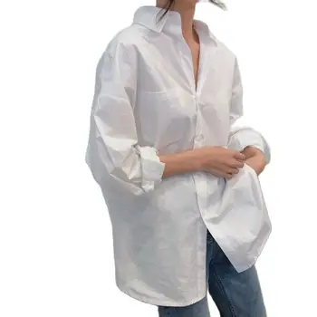 FOOLMANLOU Casual, Camasi Femei 2021 Noi Sosiri de Moda Guler Plus Dimensiune Bluza cu Maneca Lunga Butoane Tricou Alb Femei Topuri
