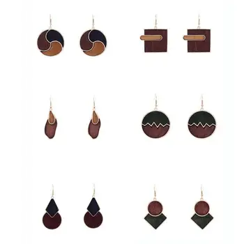 Formă geometrică Două tonuri Naturale de Lemn Cercei pentru Femeile de Culoare de Aur Cadru Ins Stil Boutique de Bijuterii en-Gros