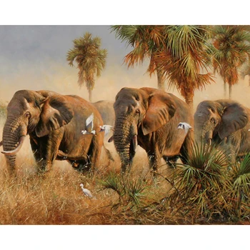 GATYZTORY DIY Pictura De Numere pictate manual Ulei Pictura Pictura Acrilic Elefant Grup de Animale Paintkit Distracție La Domiciliu
