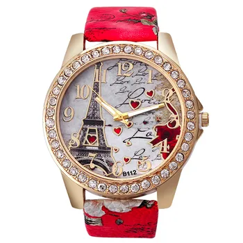 Geneva Femei Turnul de veghe Model Stras Piele Trupa Cuarț Analogice Vogue Ceasuri de mana ieftine, ceasuri de mana pentru femei YE1
