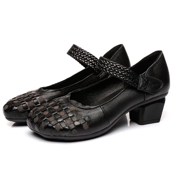 GKTINOO Vintage din Piele Femei Pantofi Pantofi cu Toc 2021 Toamna de Moda Pantofi anti-Alunecare Moale Jos Femei Pompe