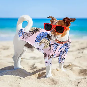 Hawaii Caine de Companie Haine Florale Imprimate Pulover Tricou pentru Chihuahua Bulldog francez de Călătorie Plaja T-shirt pentru Mediu Mic Câine