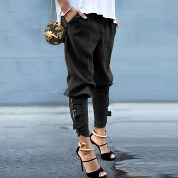 High Street Style Moda De Epocă Cravată-Up Creion Pantaloni Femei De Primăvară Elegant Casual Solidă Talie Elastic Pantaloni Lungi Pantaloni Harajuku