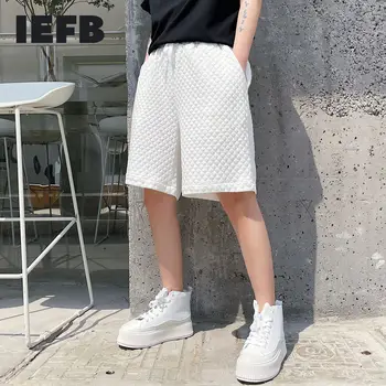 IEFB 2021 Nou Diamant Relief de Culoare Solidă Talie Elastic pantaloni Scurți de Vară pentru Bărbați pantaloni Scurți pantaloni Scurți Casual coreean Streetwear 9Y7020