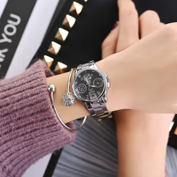 Ieftin Ceasuri pentru Femei de Moda Doamnelor Ceas de Lux numere Mari de Oțel Curea Cuarț ceasuri de Brand Ceas Ceasuri Reloj mujer