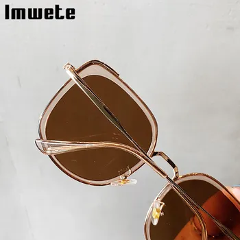 Imwete Moda Supradimensionat ochelari de Soare pentru Femei Ochelari de Soare Ochi de Pisica Oameni de Metal de Design de Epocă Negru Ochelari Stil de Călătorie Nuante UV400