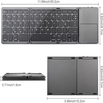 Inteligent de Pliere 64 De Chei de la Biroul Tastatura BT Wireless Reîncărcabilă Tastatura Cu Touch Pad Pentru PC, Android, Ios, Tableta Ipad Telefon
