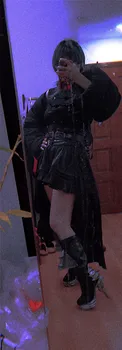 Joc Final Fantasy XIV FF14 Gaia Cosplay Costum Inchis Negru Psihic Uniformă de Luptă Activitatea de Petrecere, Joc de Rol Îmbrăcăminte Personalizate-Face