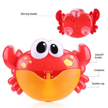 JOCESTYLE Red Crab Plastic Model de Masina de Bule Muzică Plăcută Bubble Maker pentru Copii Baie Duș Baie Jucarii Distractive