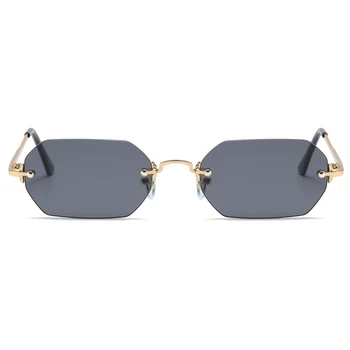 Kachawoo nici un cadru dreptunghiular bărbați ochelari de soare mici, octogonale ochelari fără ramă de metal femei 2021 accesorii trend blue