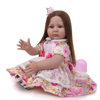 KEIUMI 22Inch Renăscut Baby Doll Frumoasa Parul Lung Drept copil Copil Bine Ambalate cu Livrare Rapida Jucării pentru Copii