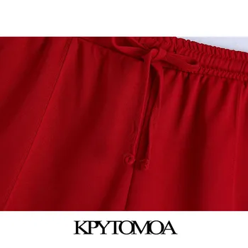 KPYTOMOA Femei 2021 Moda Mozaic Ornamente pantaloni Scurți de Epocă Talie Mare Talie Cu Cordon de sex Feminin Pantaloni scurti Mujer