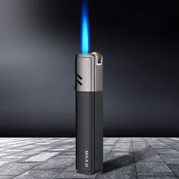 Lanterna Windproof Gaz Bricheta Metal, Brichete Fâșie Lungă Portabil Țigară, Trabuc Brichetă Mic Pistol De Pulverizare Cu Flacără Albastră
