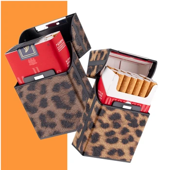 Leopard tabachera pentru Femei Barbati din Piele Box Suport Accesorii de Fumat Butonul Design 4 Culori