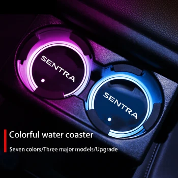 Luminos Mașină de Cana de Apa Coaster Titular 7 Colorat USB de Încărcare cu Led-uri Auto Atmosferă de Lumină Pentru Nissan Sentra B13 B14 B15 B16 B17