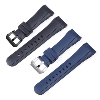 Lux Albastru Negru 24mm Silicon watchband Pentru Graham curea de Curse Îndoit Ceas banda de Cauciuc Bratara cu catarama din otel inoxidabil