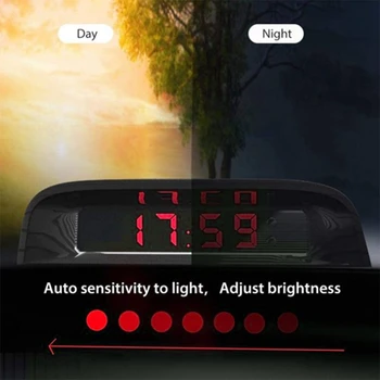 Masina de Ceas Intern, Stick-pe Ceas Digital Alimentat cu energie Solară 24 De Ore Ceas cu Baterie Built-in, Mașină de Decor (Lumină Roșie)