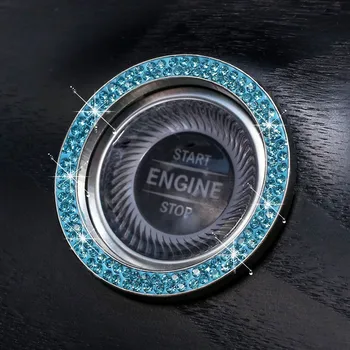 Masini One-Cheie De Pornire A Motorului Oprire De Aprindere Buton Decorativ Diamante Stras De Cristal Inel