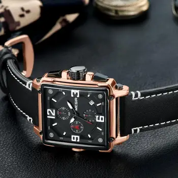 MEGIR Creative Originale Oameni de Afaceri de Top de Brand de Lux Cronograf Cuarț Ceas Nou din Piele Sport Armată Militar Ceasuri de mana Saat