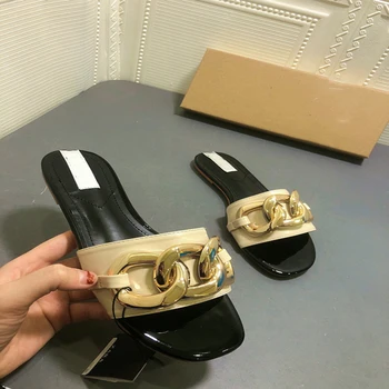 Meotina Locuitorii Insulei Sandale Femei De Vară 2021 Deget De La Picior Pătrat De Moda Papuci Pantofi De Plaja Si Tobogane Negru Punk Sandale