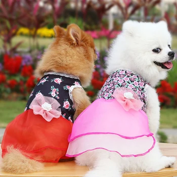 Mici Și Mijlocii Câine Moda Rochie Galben Rochie Organza Pentru Câini De Companie Mai Multe Culori Florale De Companie Fusta Catelus Haine