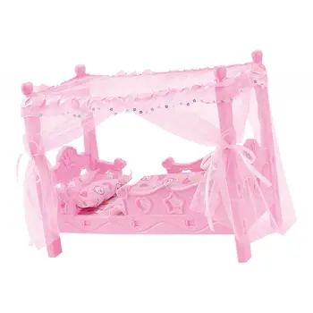 Miniatură De Plastic De Pat, Mobilier De Pepinieră Jucării Pentru Mellchan Păpuși Pentru Copii Roz