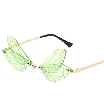 Moda fără ramă Libelula Aripa ochelari de Soare Femei Vintage Clar Lentile de Ochelari de Designer de Brand Femei Ochelari de Soare Oculos De Sol UV400