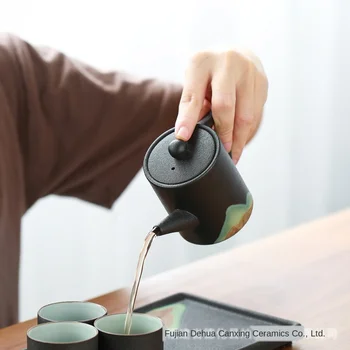 Modern Stil Minimalist Japonez de Ceai Taiwan Ceramica Neagra Buclă manipulate-Ceainic din Ceramica cu Ceai Oală de Ceai de Crizantema Ceainic