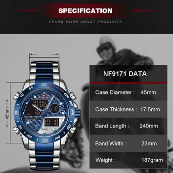 NAVIFORCE Barbati de Brand de Moda Încheietura Ceas Militar Digitale Ceasuri Sport Pentru Omul de Oțel Curea Cuarț Ceas Masculin Relogio Masculino