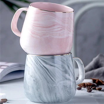 Noi ceramică cupEurope Lapte Cani de Cafea din Marmură de Aur Inlay Cana mic Dejun Cana de Birou Acasă Drinkware Ceașcă de Ceai 400ml pentru Iubita Cadouri
