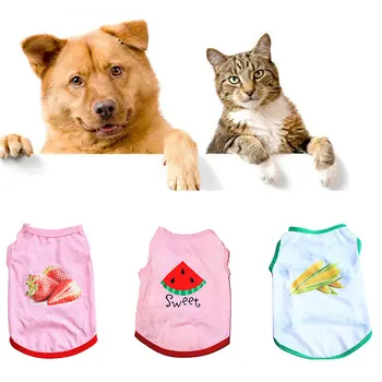 Noi de Vară Drăguț Pisică T-shirt Câine Tricou Pepene verde de Imprimare animale de Companie Vesta Câine Drăguț Haine Simple Moale fără Mâneci Catelus Accesoriu