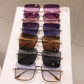 Noua Moda Pătrat Jumătate-cadru Cut-margine de sex Feminin de ochelari de Soare Retro de Înaltă calitate Superba Supradimensionate Cadru plin de culoare Ochelari de Soare UV400