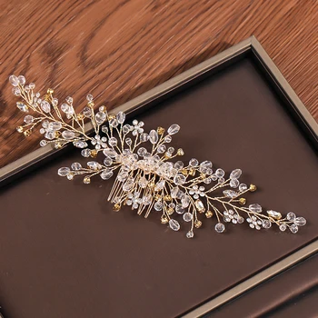 Noul Manual De Argint De Culoare Rose Gold Tiara Piepteni De Cristal Stras Piepteni De Par Mireasa, Accesorii De Mireasa Femeile Bentițe