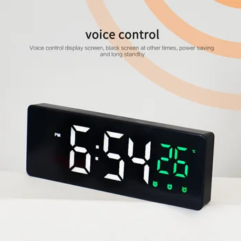 Oglindă Ceas Deșteptător Tăcut LED Ceas Digital Dormitor Control Vocal Temperatura de Afișare Modul 3 Reglabile Electronic Ceas de pe Desktop