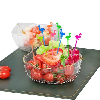 Petrecere de vara, Consumabile 50P Flamingo Food Ponturi Bufet Cupcake cu Fructe Furculiță de Desert Decorative Steaguri pentru Plaja Hawaii Ziua Decor