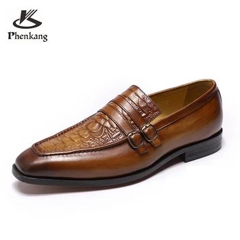 Phenkang mens pantofi eleganți din piele de crocodil de pantofi oxford pentru barbati negru pantofi de nunta slipon rochie din piele pantofi 2020