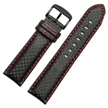 Piele brățară Carbonfiber cereale Watchband 18mm 20mm Portocaliu Roșu împletit ceas trupa 21mm 22mm 23mm curea de ceas 24mm