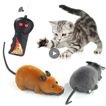 Pisica Control de la Distanță Jucărie Mouse-ul fără Fir Amuzant Coajă Maro Negru Urechile RC Electronice Fals Mușcătură de Șobolan Rezistent la Guma de Divertisment